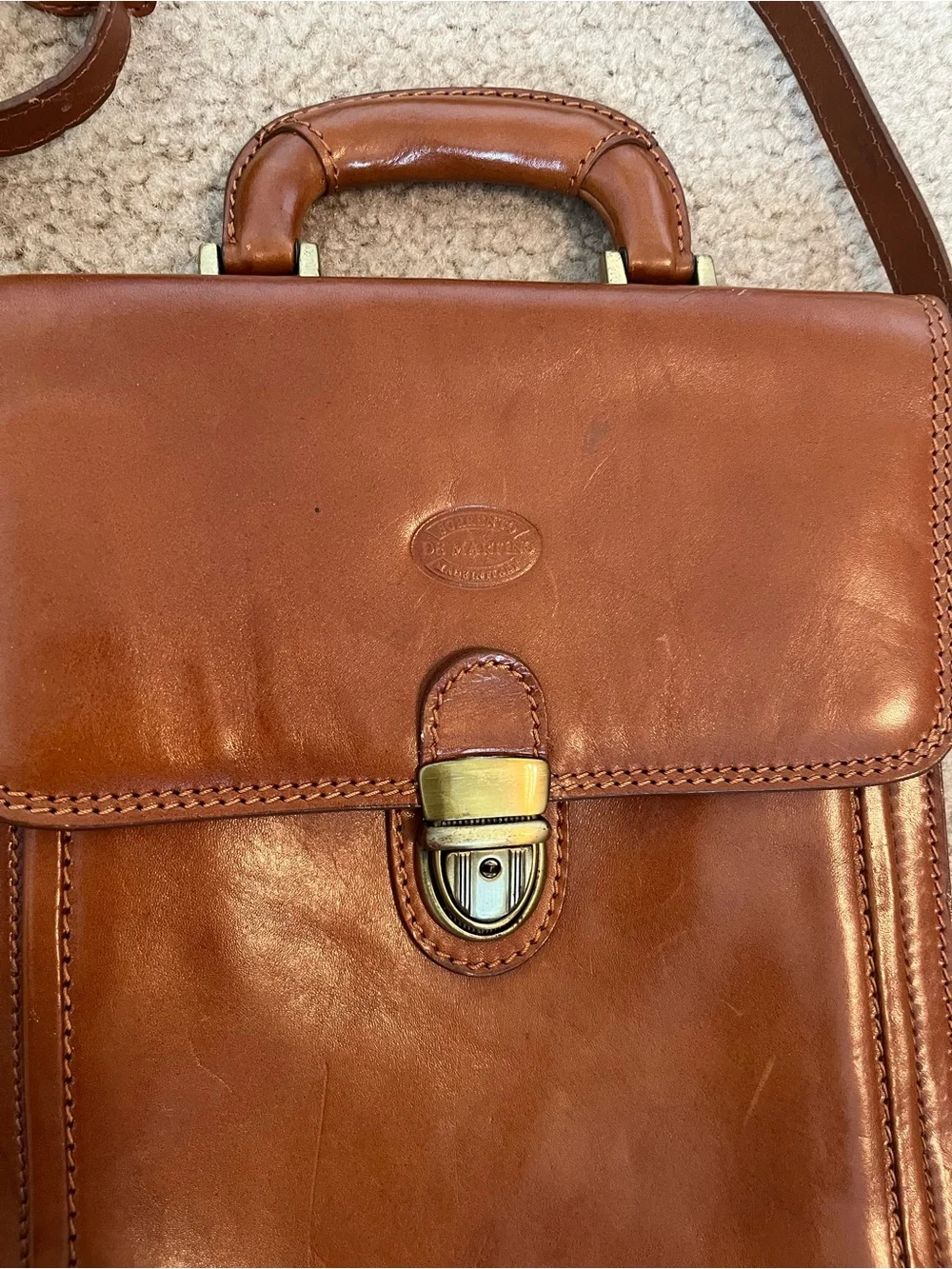 Classic Brown Leather Messenger Briefcase